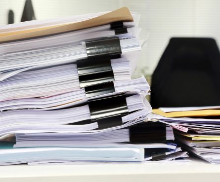 messy files on desk